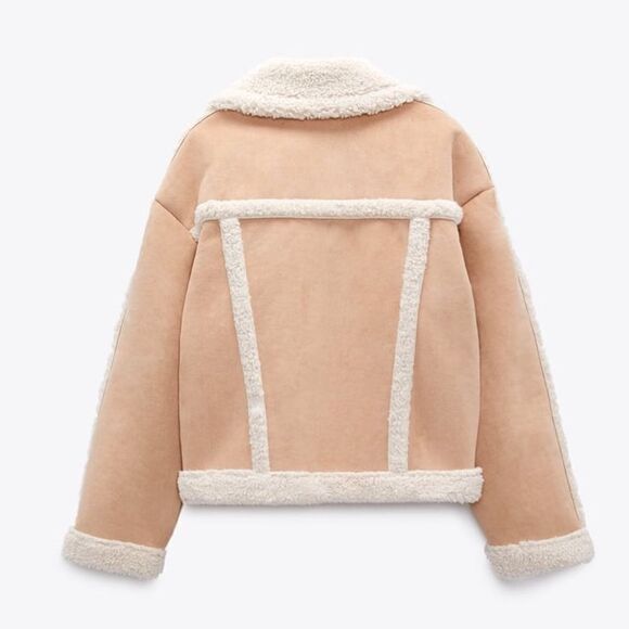 Zara DOUBLE FACED JACKET WITH FAUX SHEARLING - Picture 4 of 10